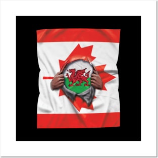 Wales Flag Canadian Flag Ripped - Gift for Welsh From Wales Posters and Art